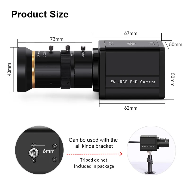 8MP 5-50mm CS MF 10x Optical Varifocal Camera 5600 Imx415 Mini USB Camera 4K 3840x2160 30fps Industrial Vision CMOS UVC SDK