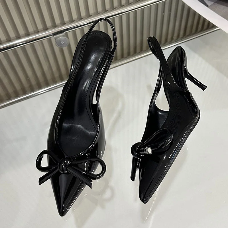 Red Footwear Women High Heels Pumps Shoes New In 2025 Fashion Butterfly-Knot Female Slingbacks Pointed Toe Ladies Heels Shoes