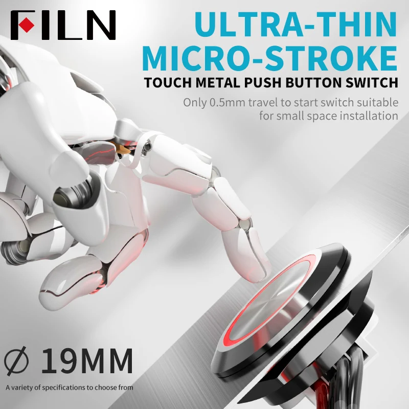 19mm Push Button Switch Touch-Sensitive LED Self-Reset Momentary Stainless Steel/Aluminum Alloy Micro Switch Elevator Control