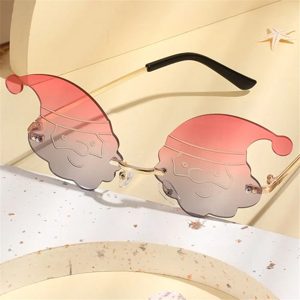 Christmas Style Sunglasses Cartoon Colorful Santa Claus Shaped Glasses Funny Metal Sun Glasses For Xmas Festive Parties