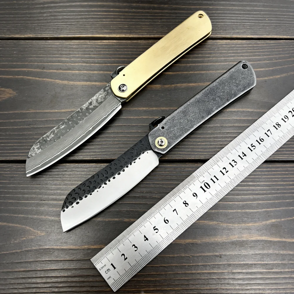 

Новый кованый складной нож Higonokami из дамасской стали с медной рукоятью, карманный, для активного отдыха, EDC