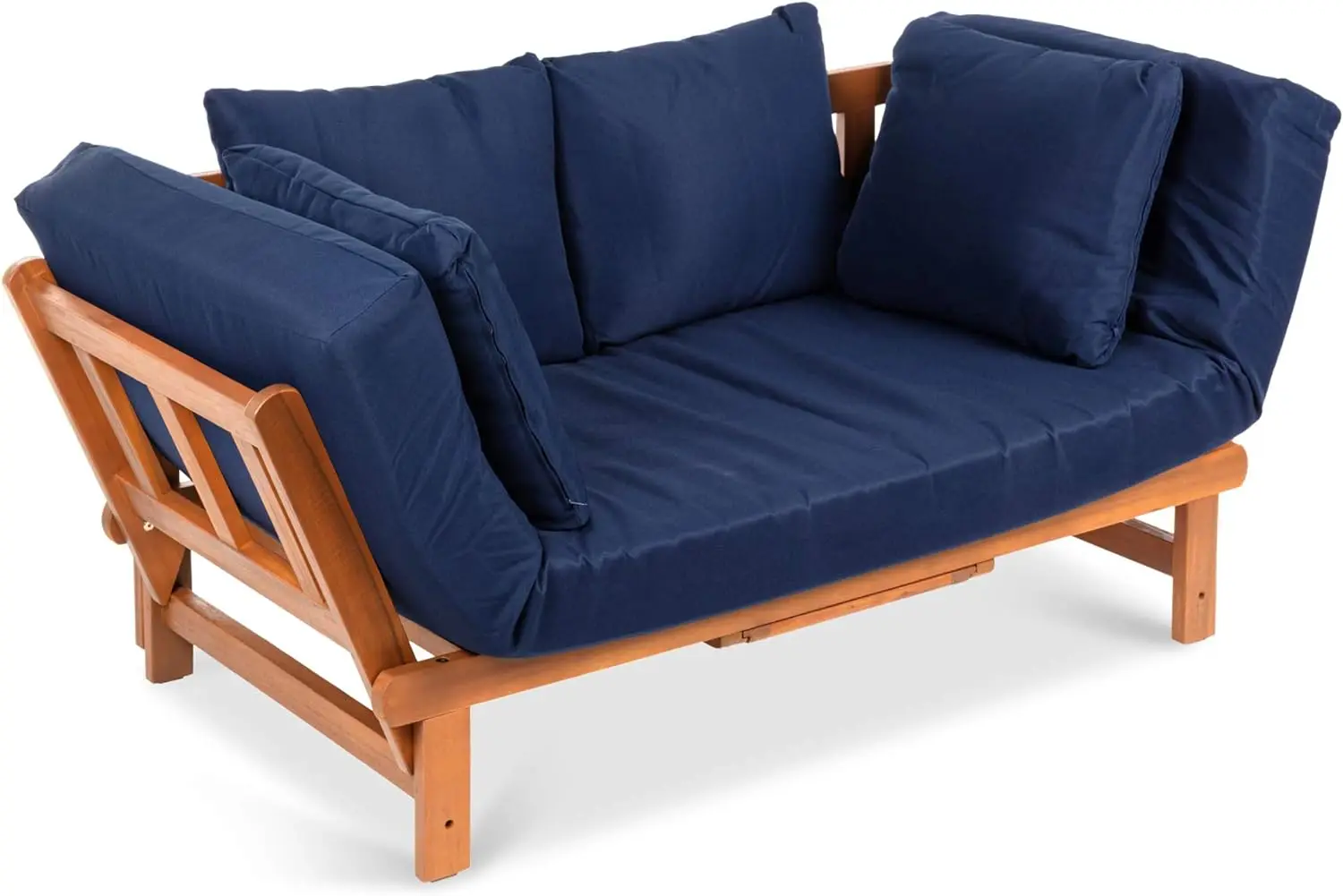 

New Products Outdoor Convertible Acacia Wood Futon Sofa Furniture for Patio, Balcony, Poolside, Backyard w/Pullout Tray