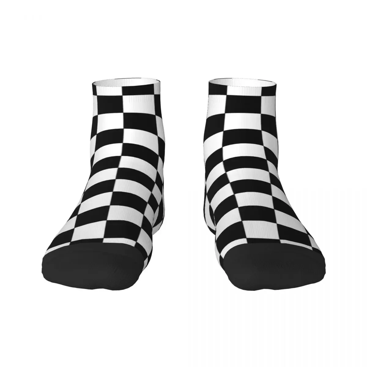 Funny Men's Black And White Checkered Dress Socks Unisex Comfortable Warm 3D Printing Geometric Checkerboard Crew Socks