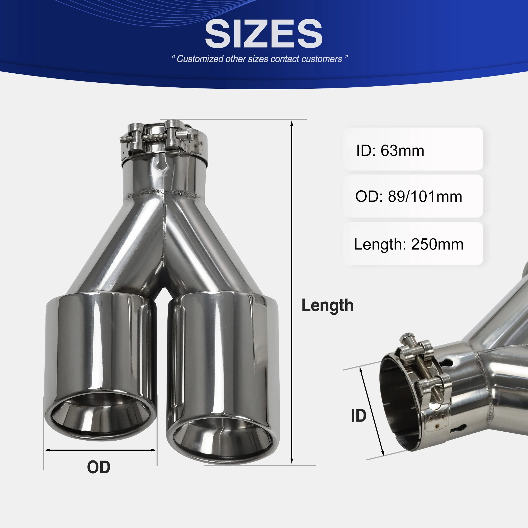 Exhaust Racing Stainless Steel Universal Car Modification Auto Exhaust Pipe Muffler Modify Double Exhaust Tips