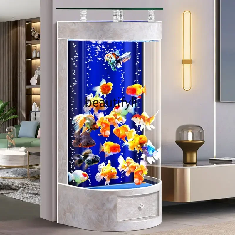 

xxxNew Semi-Circular Ecological Household Advanced Small Living Room Fish Tank Circulating Filter Aquarium