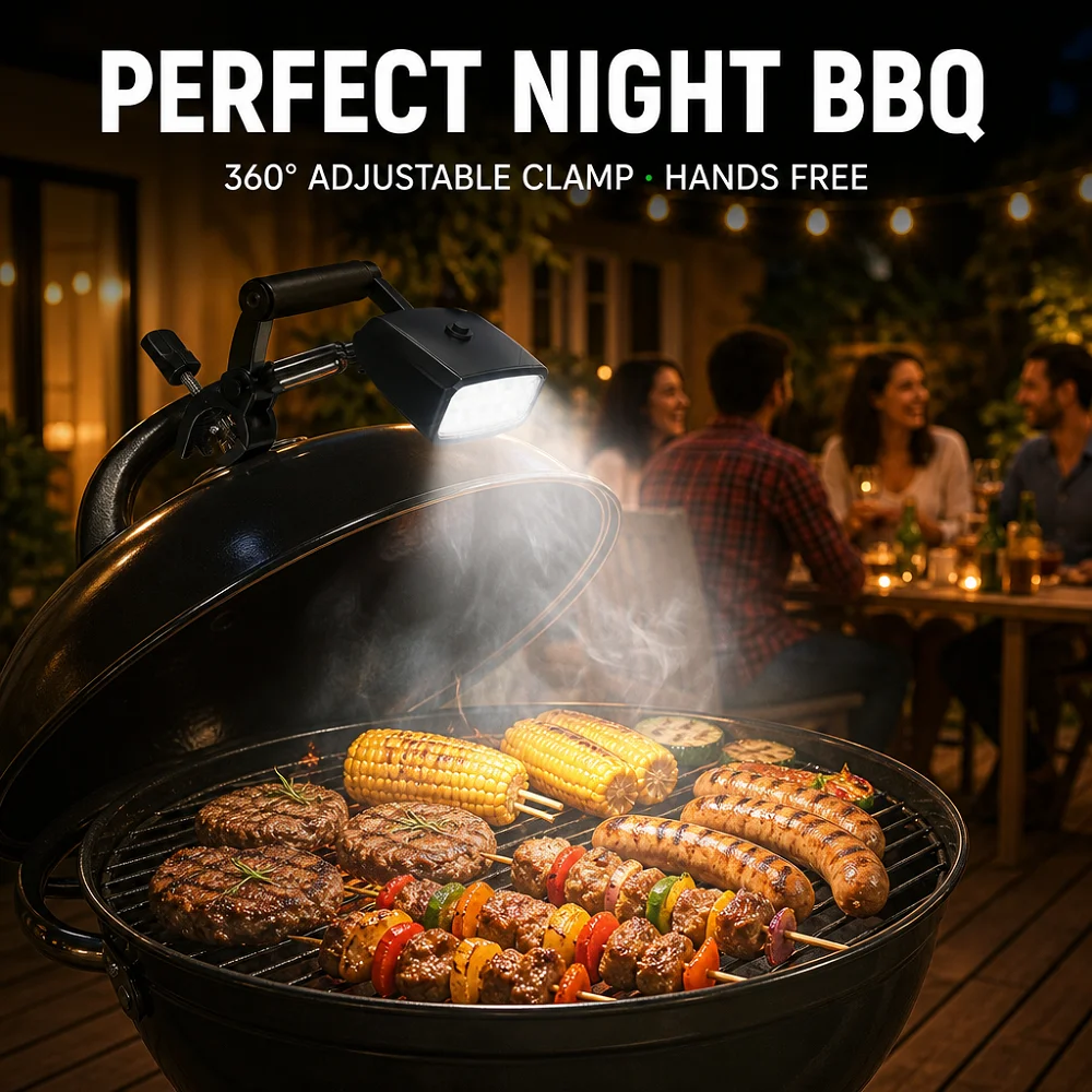 Outdoor Grill Lights Portable BBQ Lights Barbecue 360 Rotatable Super Bright LED Lights Clamp Mount Fits Picnic Grilling Handle