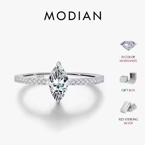 MODIAN 0.5Ct Rhombus Moissanite Ring 925 Sterling Silver Sparkling Lab Created Diamond Wedding Rings For Women Bridal Jewelry