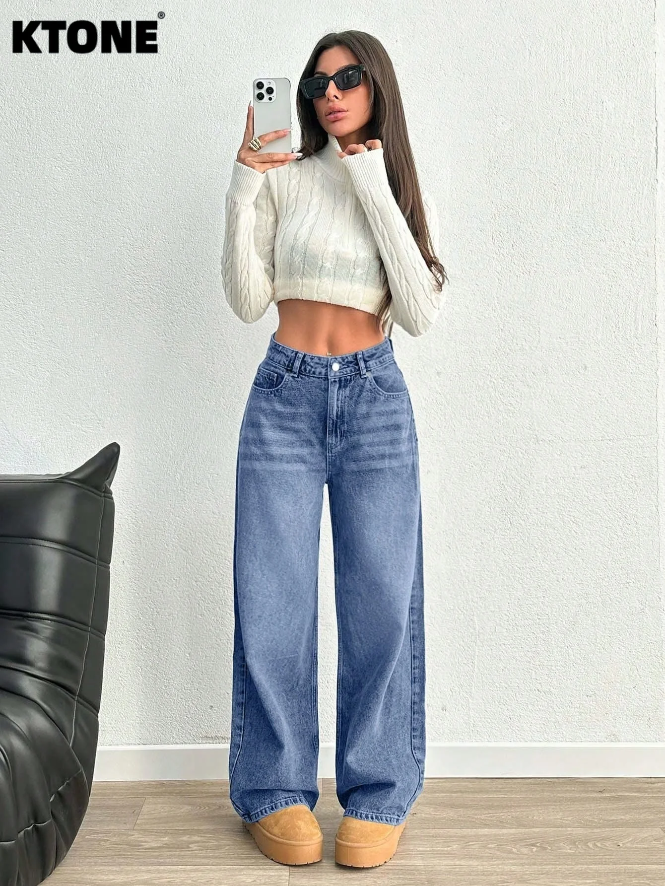 

Solid Color Jeans Gender Neutral Blue Baggy Denim Drip For Dating No accessories or belts included