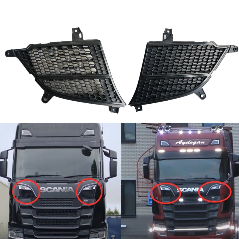 

1Pair Hood Grille Cover Panel decoration Used for Scania Truck R650 G500 S730 S500 P500 2307655 LH 2307661 RH