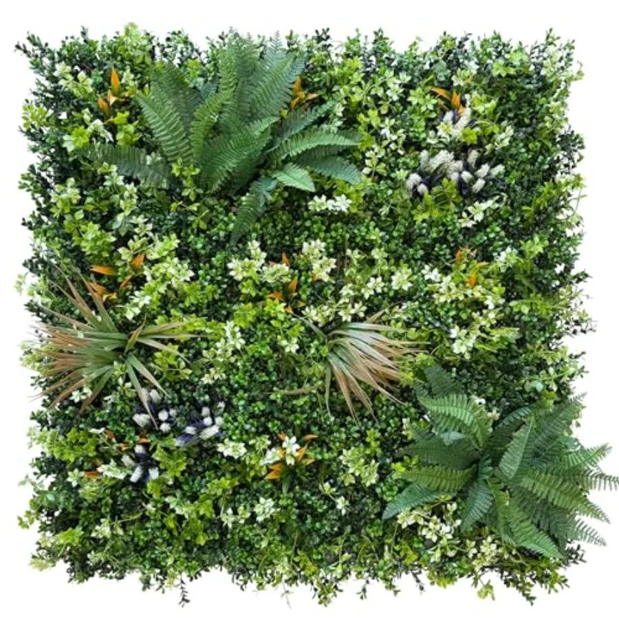 

Искусственные панели из зеленой травы 20x20 дюймов, 24 шт., УФ-стойкие, имитация боксуса, рулонные панели для внутреннего и наружного использования, для создания забора-ширмы из плюща