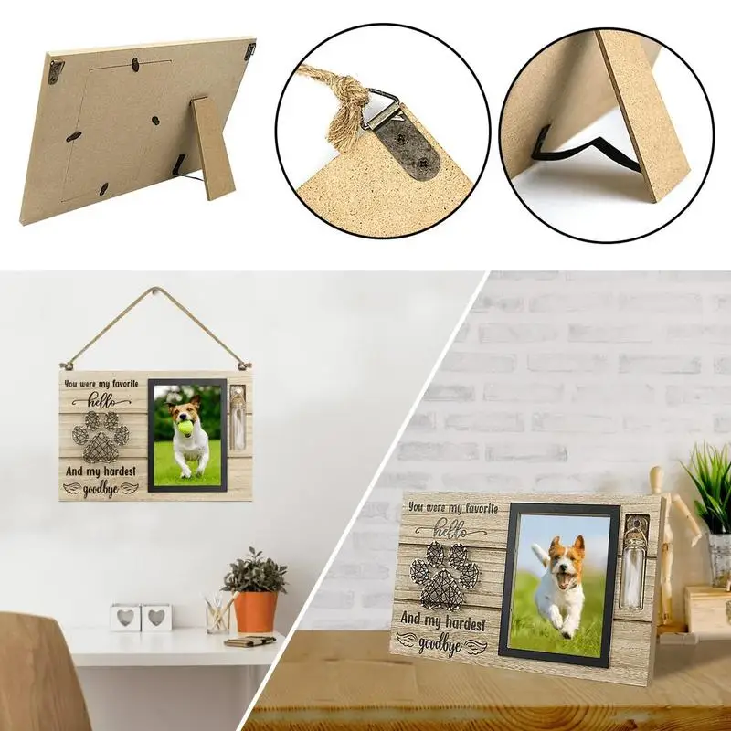 Pet Memorial Photo Frame legno Pet Keepsake con urne per animali domestici bottiglia per cani ceneri cani perdita di gratitudine regalo per cane papà gatto mamma