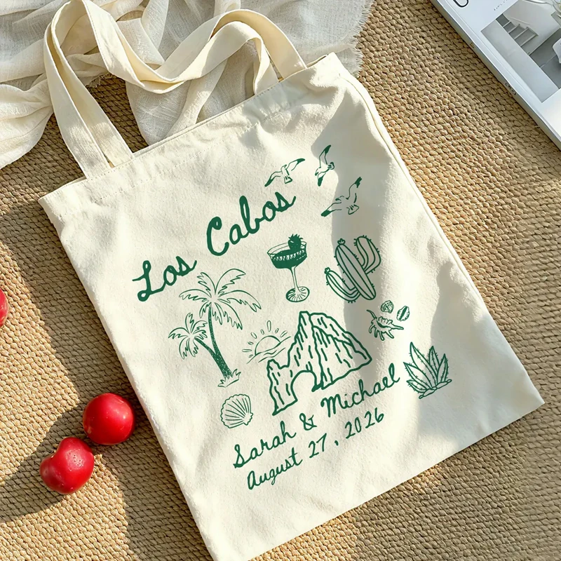 Bolsa de Lona Personalizada para Boda en Los Cabos, Bolsa de Bienvenida para Boda de Destino, Decoración para Despedida de Soltera, Fiesta en la Playa, Despedida de Soltera