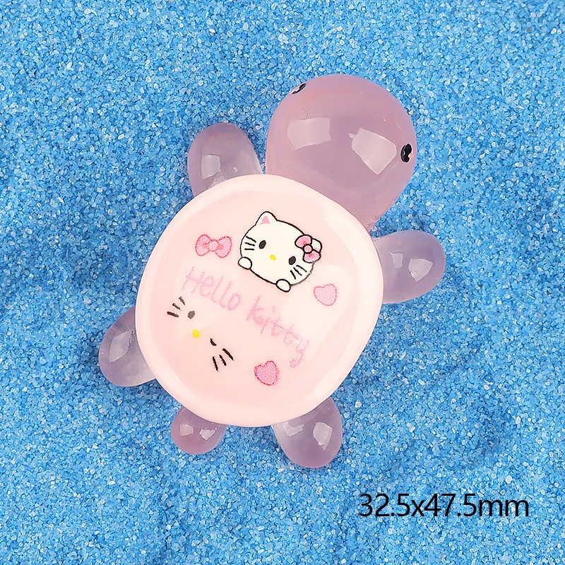 Anime Sanrios Tartaruga Série 3D Luminosa Resina Patch Ornamentos, MyMelody Kuromi Cinnamoroll, DIY Handmade Decoração Material, 1Pc