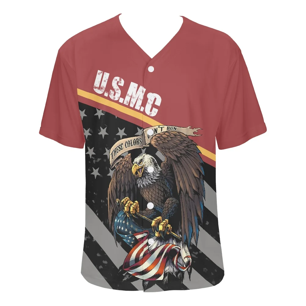 2022 The New V-neck Short Sleeve Shirt American Statue of Liberty printing Baseball Jersey For Street Hip Hop Baseball Tops