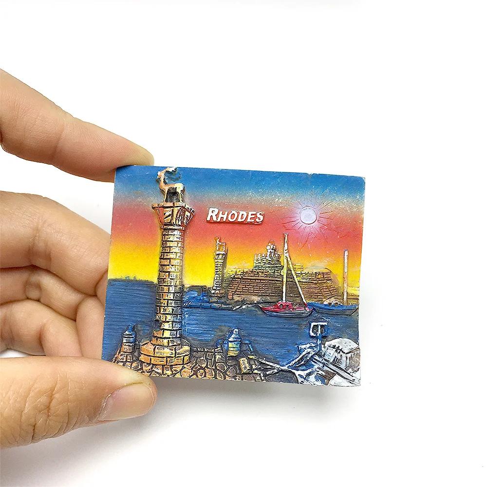 3D Resin Fridge Magnet - Rhodes Island Scenery - Travel Souvenir - Home Decor - Strong Magnet