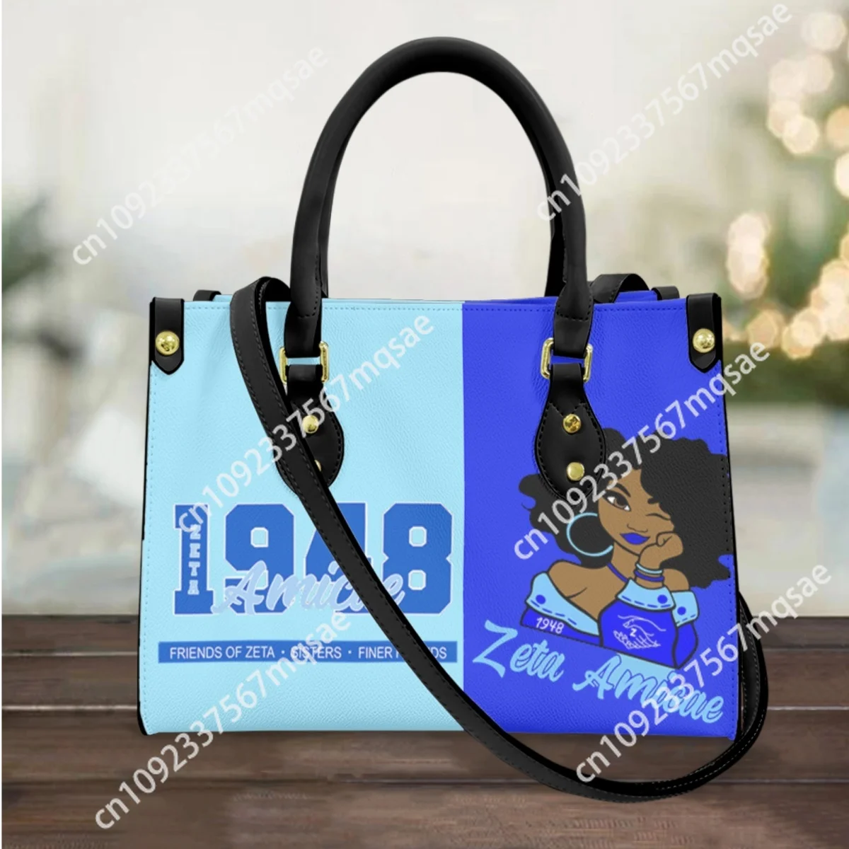 1948 Zeta Amicae Print Vintage Messenger Bag African Girl Designer Top Handle Trendy Tote Bag Commuter Fashion Handbags Female