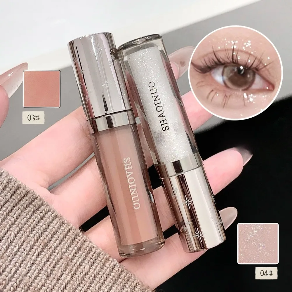 Matte&Shimmer Glitter Liquid Eyeshadow, One-drop Tear Highlighter for Under Eye, Single Color Eyeshadow for Lying Silkworm