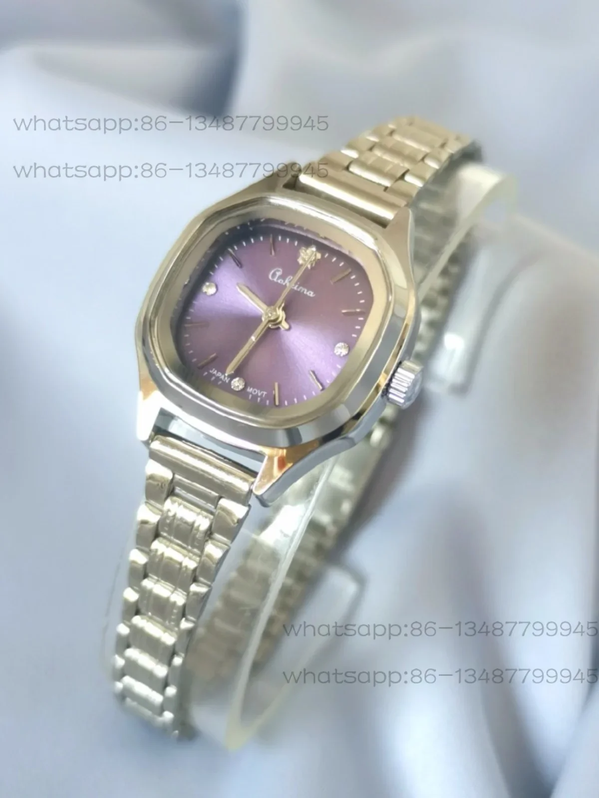 Niche Light  All-copper Cowhide Imported Movement Purple Dial Retro Literary Schoolgirl Waterproof Quartz Watch