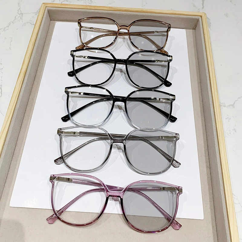 Lunettes de myopie photochromiques à monture scintillante pour femmes, surdimensionnées, UV d'extérieur, vue de près, mode, dioptrie à-4.0