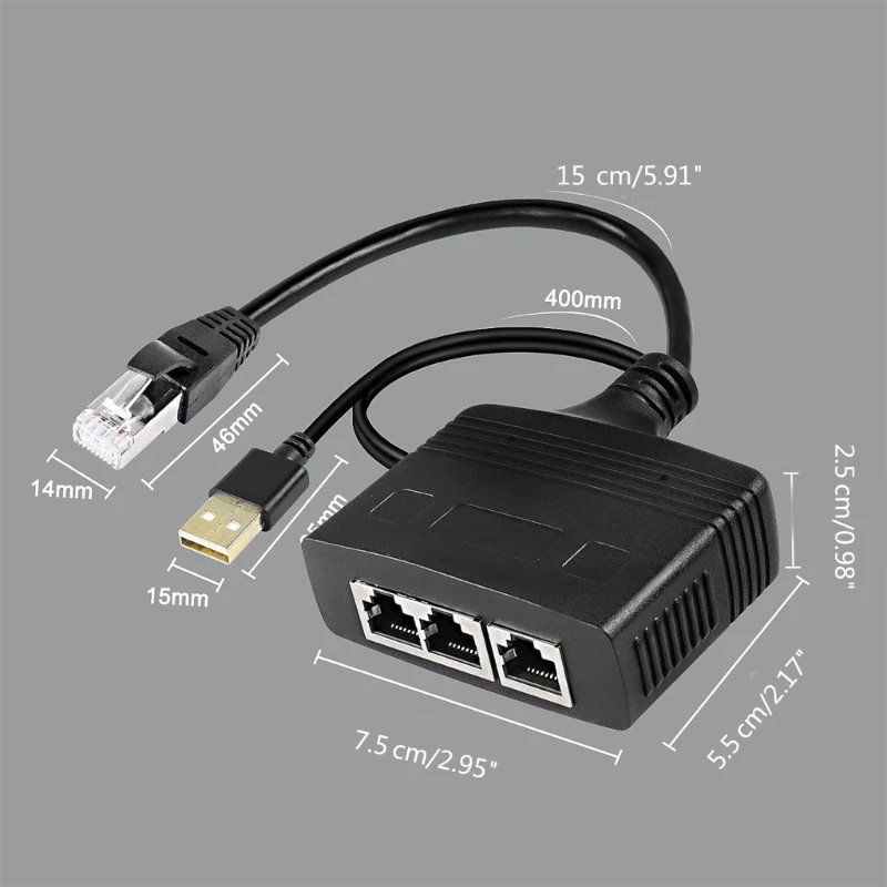 Bộ chuyển mạch mạng 3 cổng 100 Mbps Bộ chuyển mạch Ethernet RJ45 Bộ chuyển đổi PC 3 trong 1