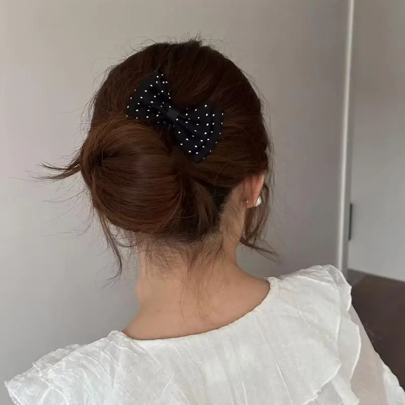 Polka-Dot-Schleifen-Haarkamm mit niedlichem Design, rutschfesten Zinken, perfekt für den täglichen Gebrauch, Partys und Schule. – Detail 9