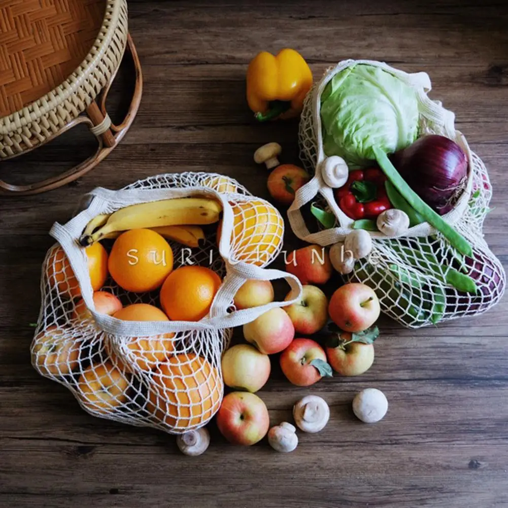 Borse per la spesa riutilizzabili borsa a rete portatile conservazione di frutta e verdura borsa a rete pieghevole in cotone ecologico Shopping Tote