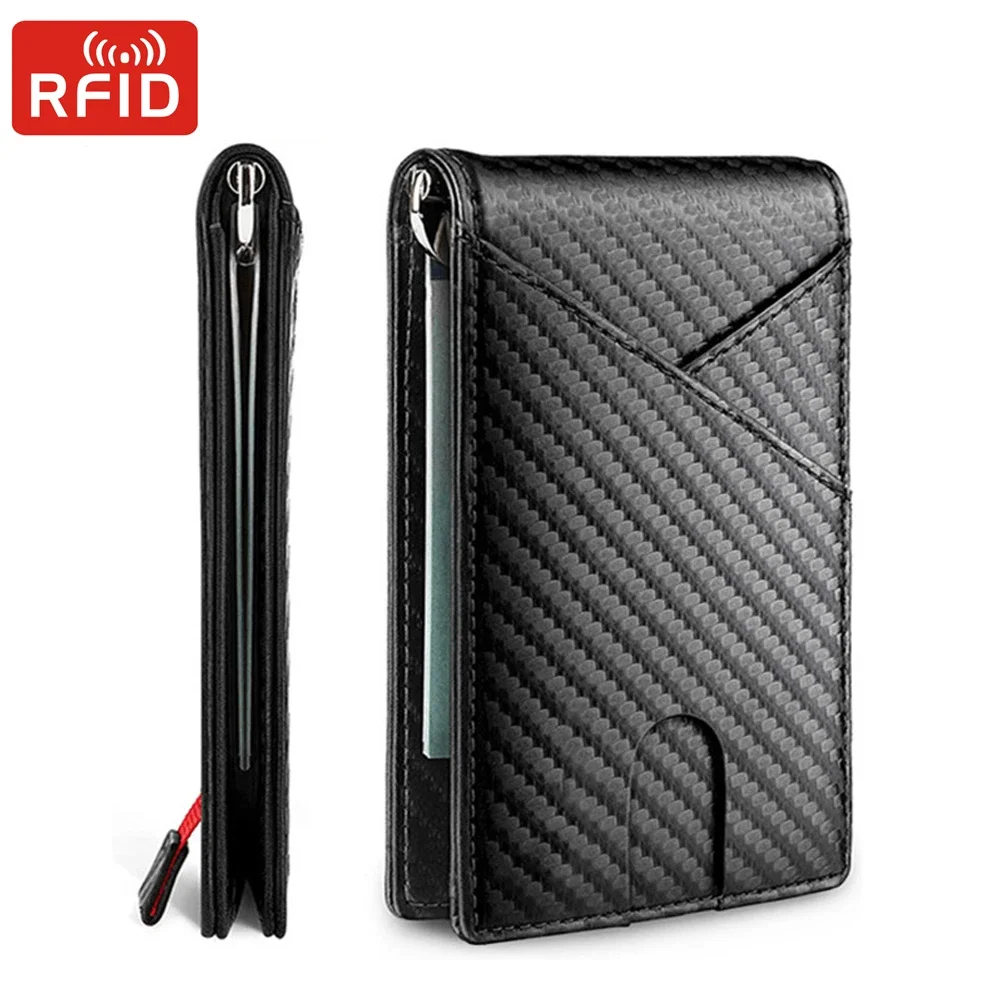 Anti Rfid Carbon Fiber Card Holder Men Wallets Money Clip Bags Male Purse Slim Thin Minimalist Wallet Male Black Wallet Choice