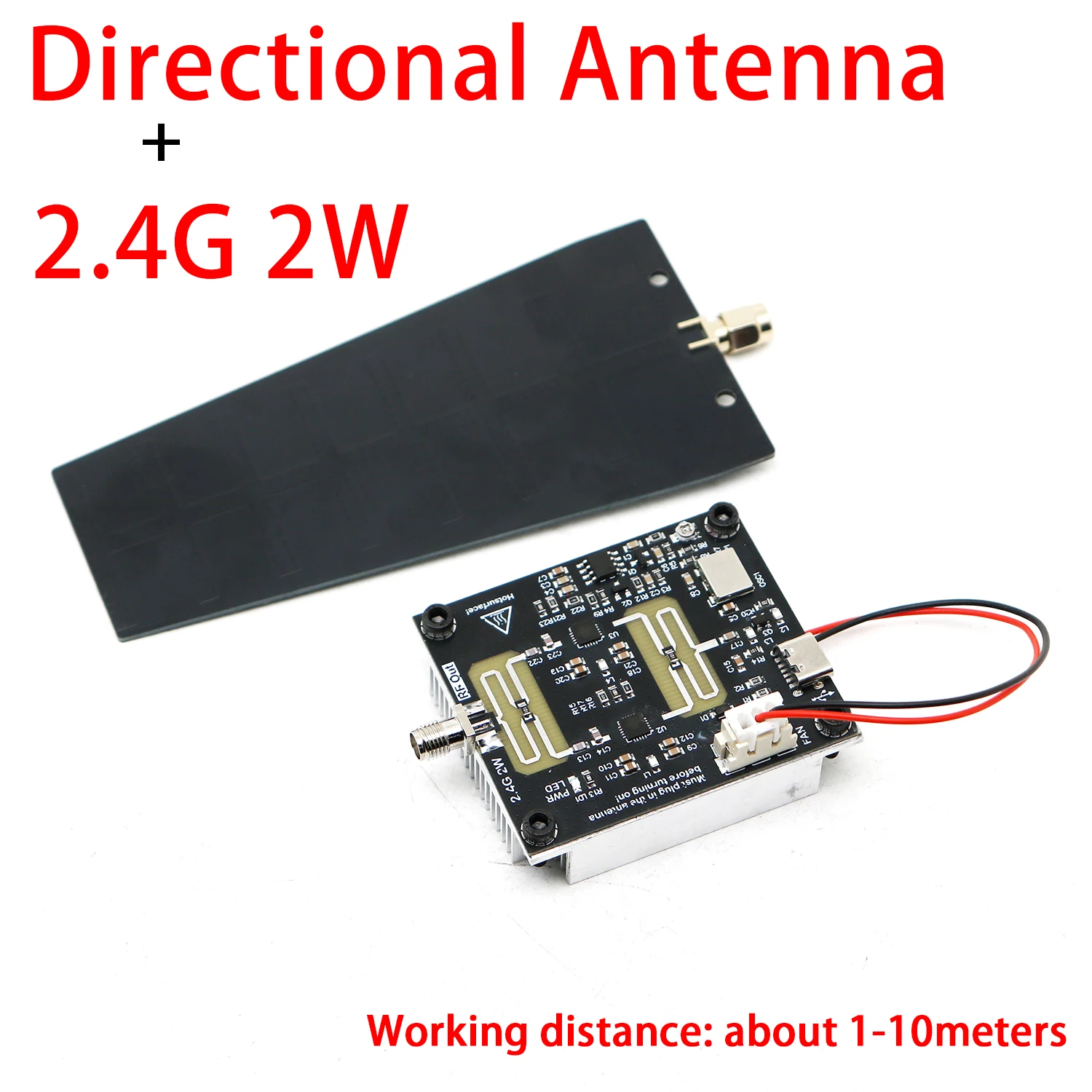 2.4Ghz 2W WiFi Bluetooth Sweep Signal Source +Directional Antenna VCO RF Generator For 2.4G BT Headset Music Speaker Wifi Camera