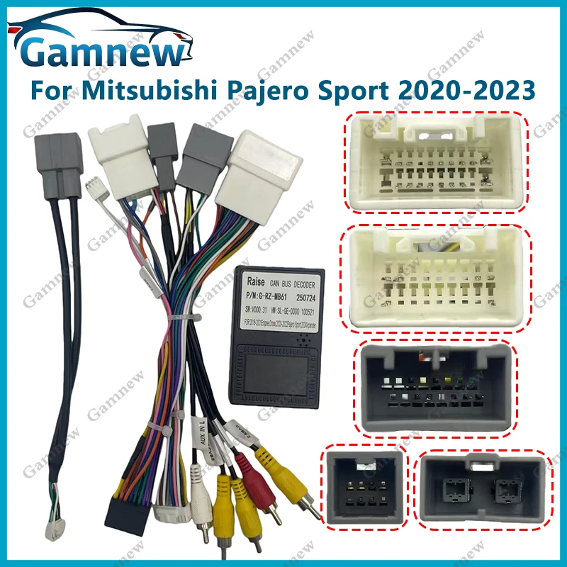 Gamnew Car 16PIN Android Wire Harness Adapter Canbus Box Decoder For Mitsubishi Pajero Sport 2021-2023 G-RZ-MB61