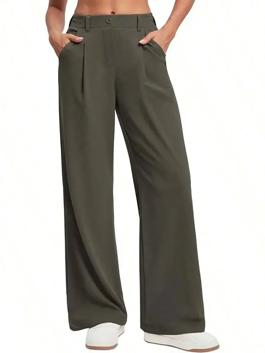 

Wide Leg Stretch Work Pants Women Pull-On Business Casual Slacks Fall Outfits
