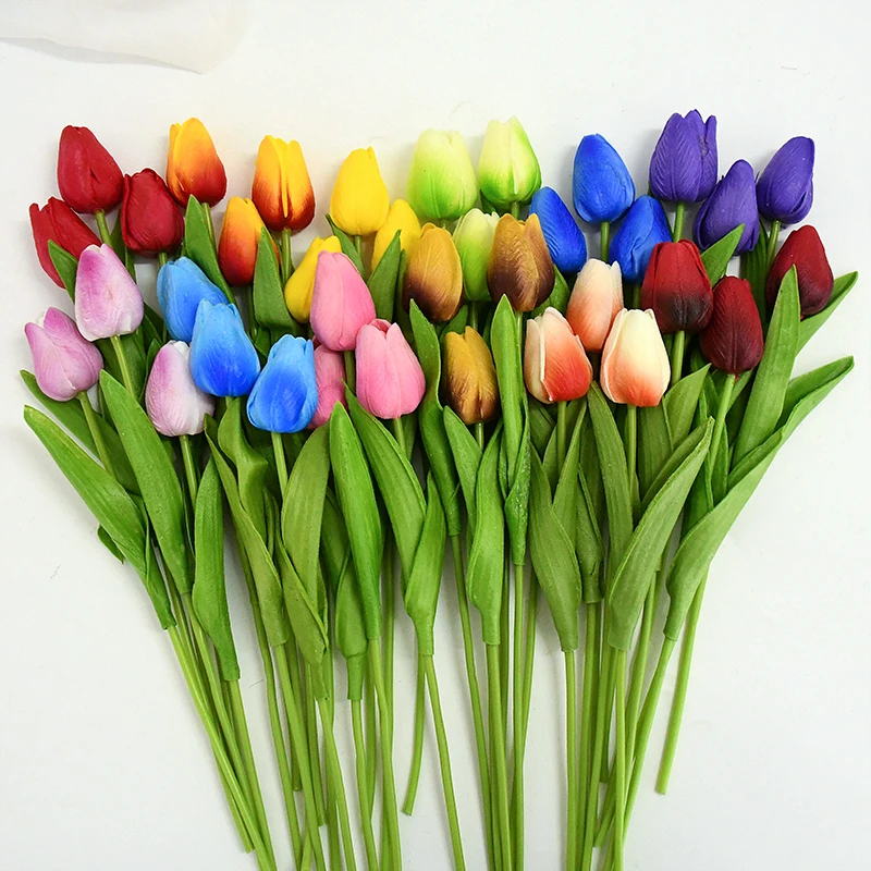 

5pcs Artificial Tulip Bouquet Flower Wedding Bridal Photography Props Props Home Garden Decoration Simulation Fake Tulip Flower