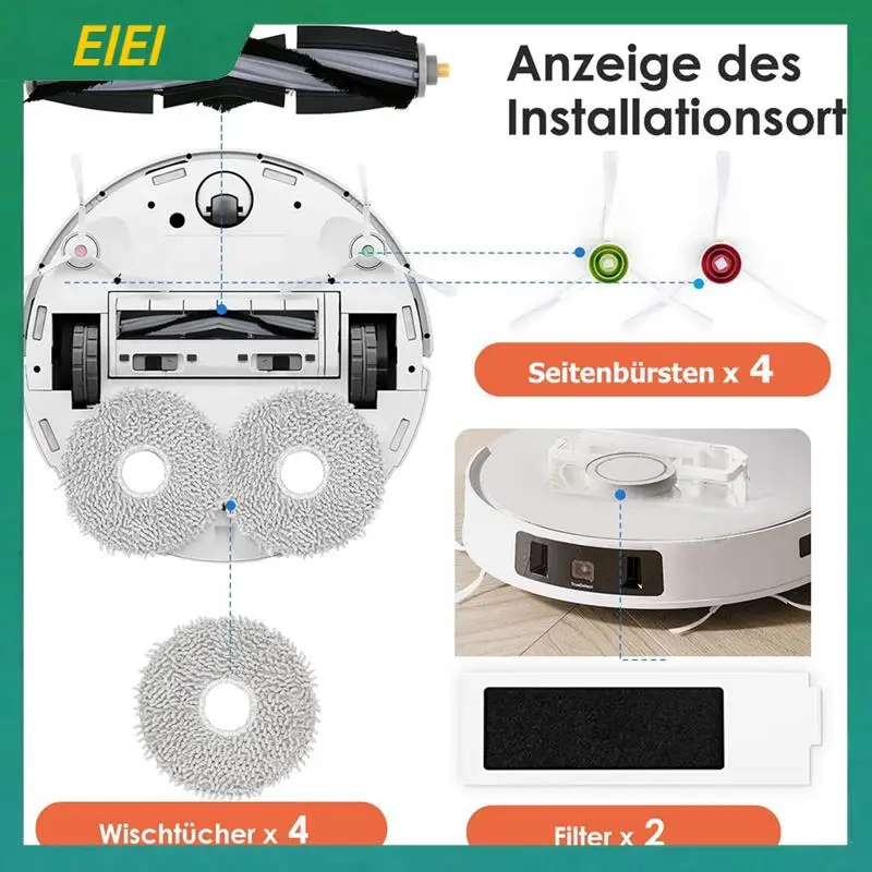 

EIEI Accessory Kit For ECOVACS DEEBOT T20 OMNI / T20e OMNI Robot Vacuum Cleaner, Dust Bags, Mop Cloths, Main Brush, Filters