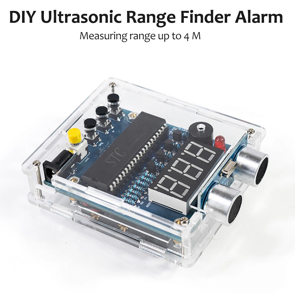 Telémetro ultrasónico DIY, kit de alarma de medición de distancia, alarma de radar de marcha atrás para coche, microcontrolador 51, soldadura electrónica STC