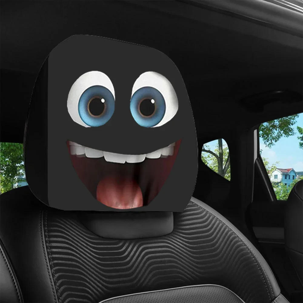 قطعتان من غطاء رأس السيارة ذو الوجه المبتسم المطبوع على الوجهين، ديكور داخلي شخصي لطيف وممتع للسيارة
