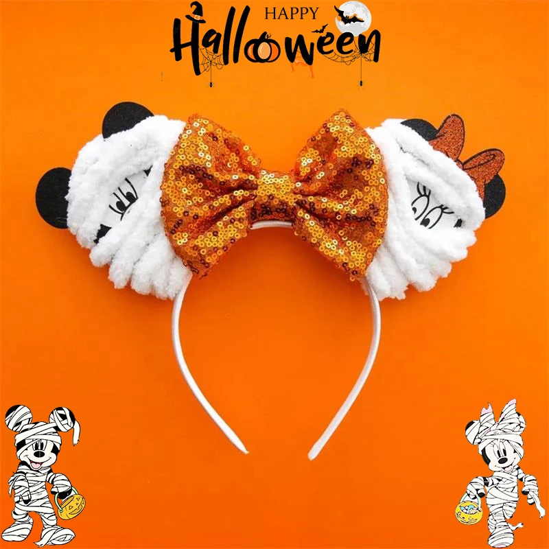 

Disney Mummy Mickey Ears Hair Accessories Women Happy Halloween Headbands Kids Bandage Minnie Mouse Head Bands for Girls Cosplay