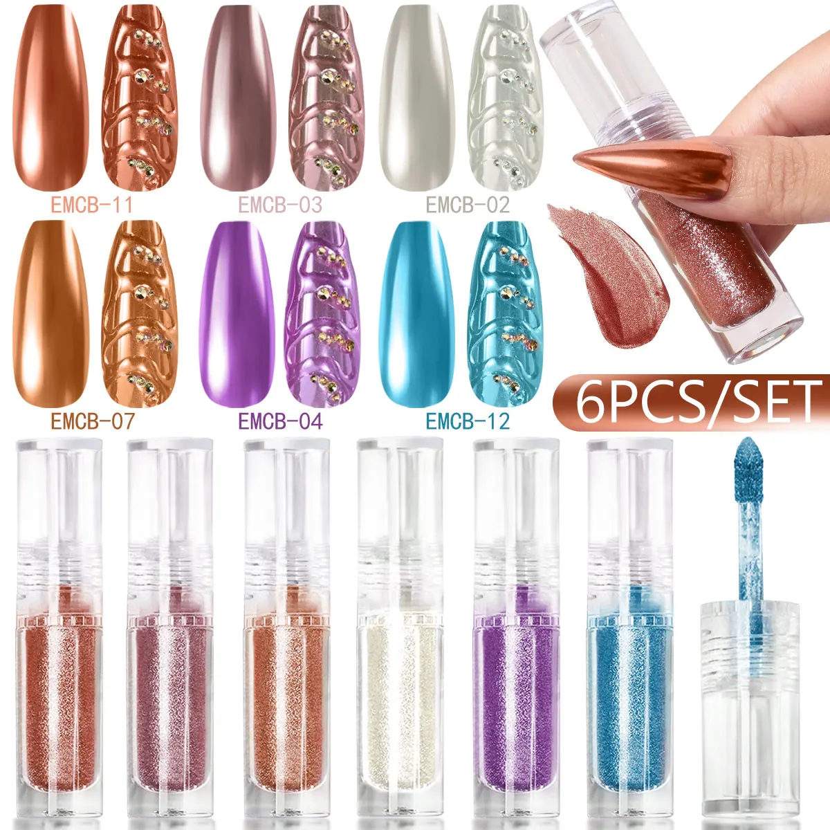 VOKY 1/6 قطعة كريم مسحوق مرآة سحرية لفن الأظافر بالليزر فائق السطوع والملون، مناسب لفن الأظافر بنفسك أو كهدية