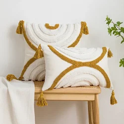 Juste de coussin brodée géométrique, tuftée, à franges, 45x45/30x50cm, taie d'oreiller décorative pour canapé