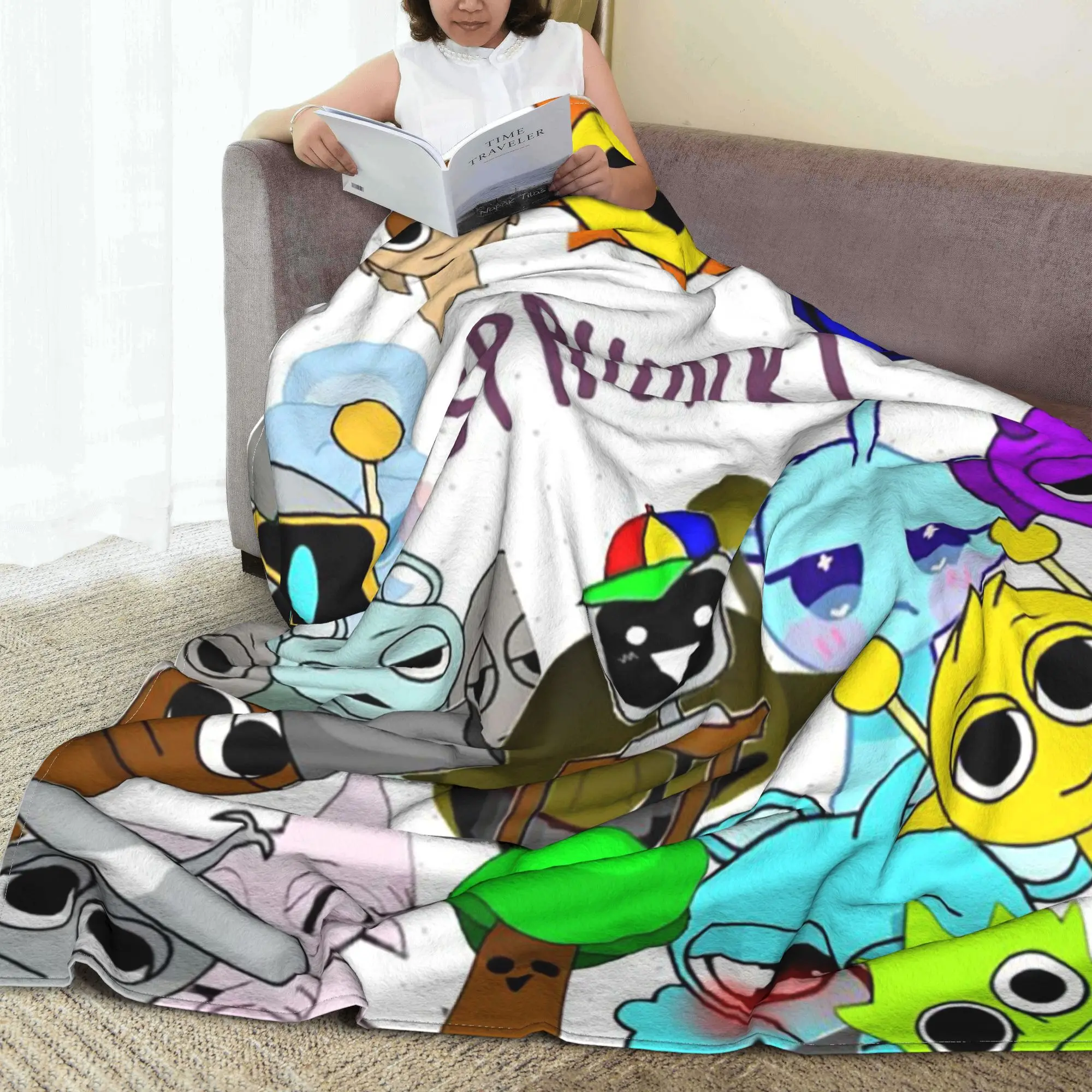 

Sprunki Incredibox Game Blanket Lightweight Flannel Sofa Throw Blanket for Couch Bedding Office Throws Bedspread Quilt