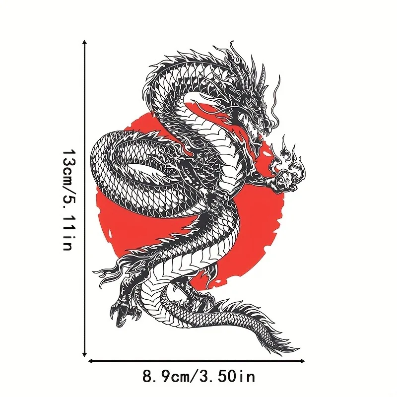 1Pc Japanese Red Sun Dragon Pattern Waterproof Vinyl Decal For Car Surfboard Laptop DIY Decor