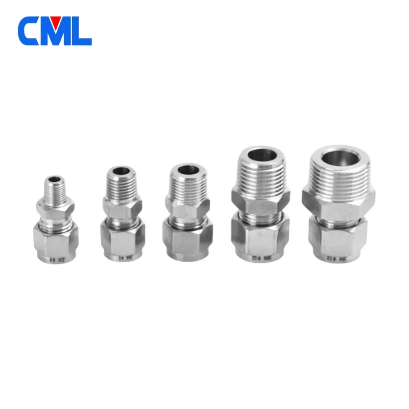 304 الفولاذ المقاوم للصدأ مزدوج الطويق ضغط موصل 6 8 10 12 مللي متر أنبوب OD إلى M8 M10 M12 M14 M16 M20 M8*1.0 M10*1.0 M12*1.0 M12*1.5 M14*1.5 M16*1.5 M20*1.5 متري ذكر الموضوع محول #4