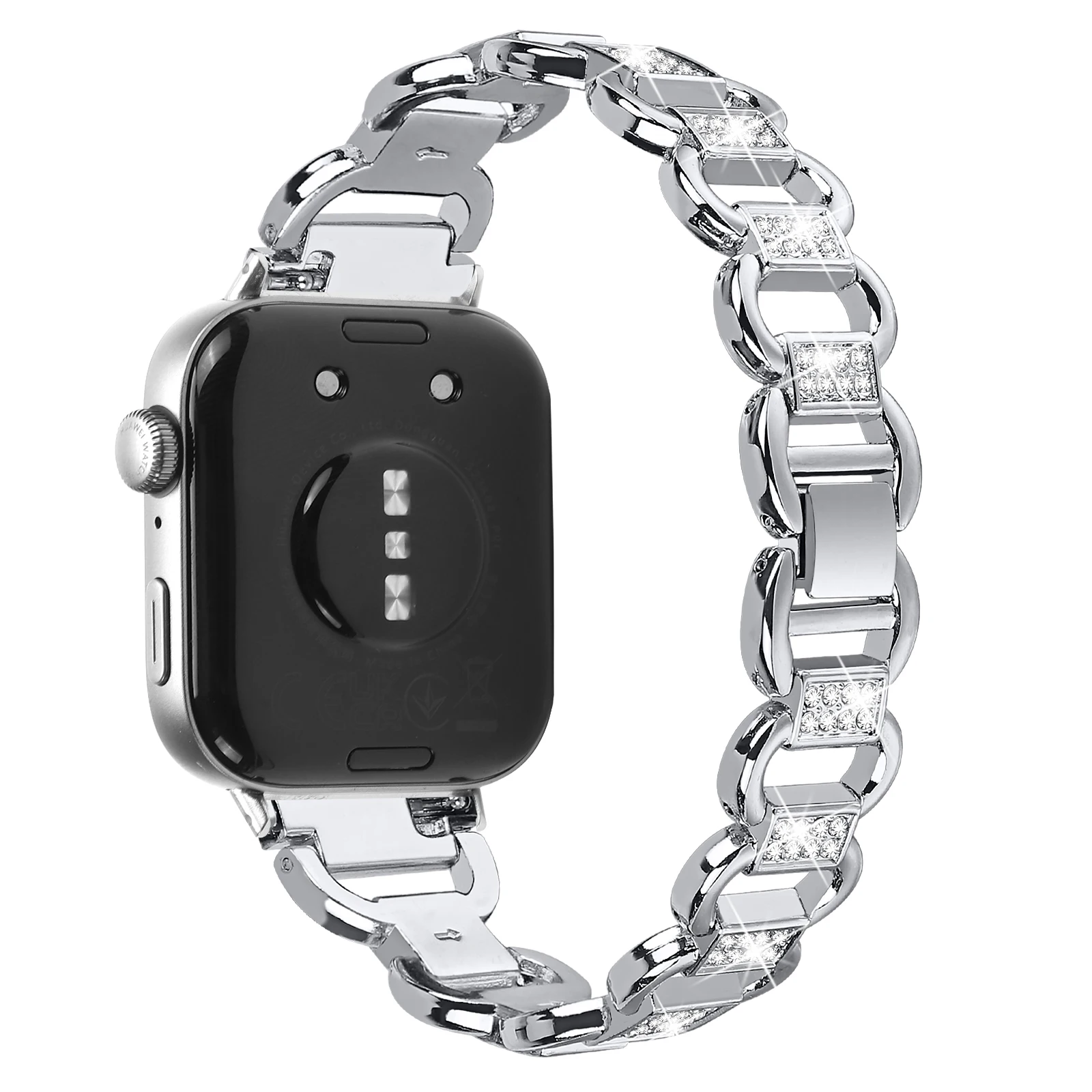 Pulseira de aço inoxidável diamante para huawei watch fit 3 pulseira formato oval pulseira para huawei fit 3 acessórios de relógio inteligente