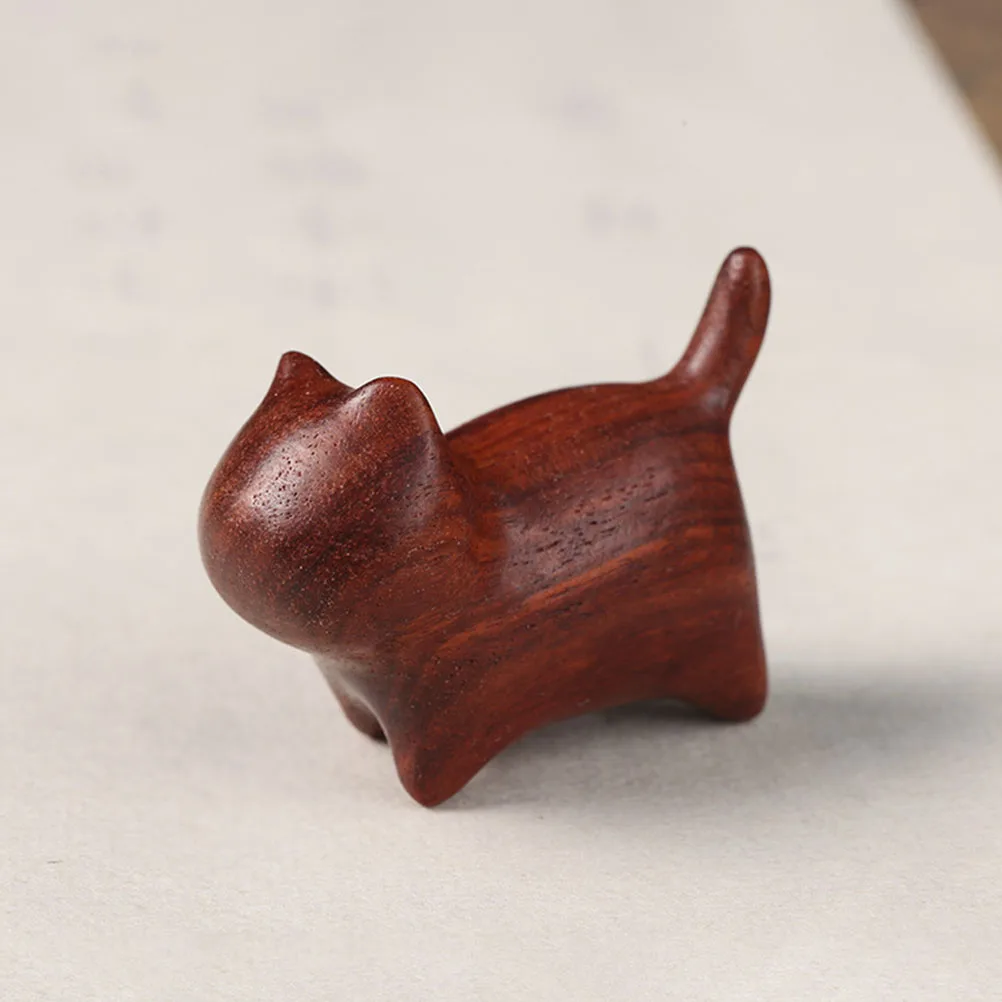 

Lovely Wooden Cat Statue Small Kitten Sculpture for Home Decor Car Desk Ornament Wood Carving Animal Art Craft Display Gift