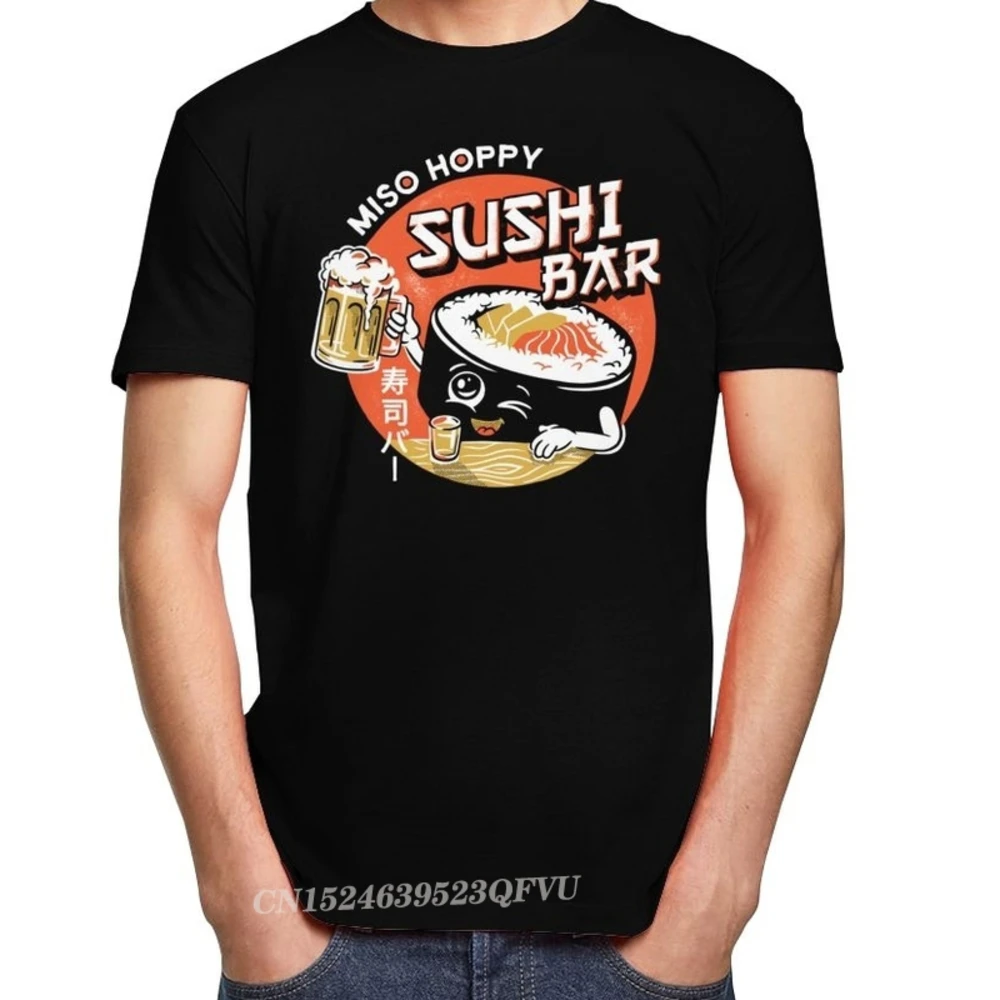 Kawaii Male Beer Homme Short-Sleeve Japanese Sushi Cotton Tshirt Summer Alcohol Drunk T-Shirt Drinking Harajuku Shirt Clothes