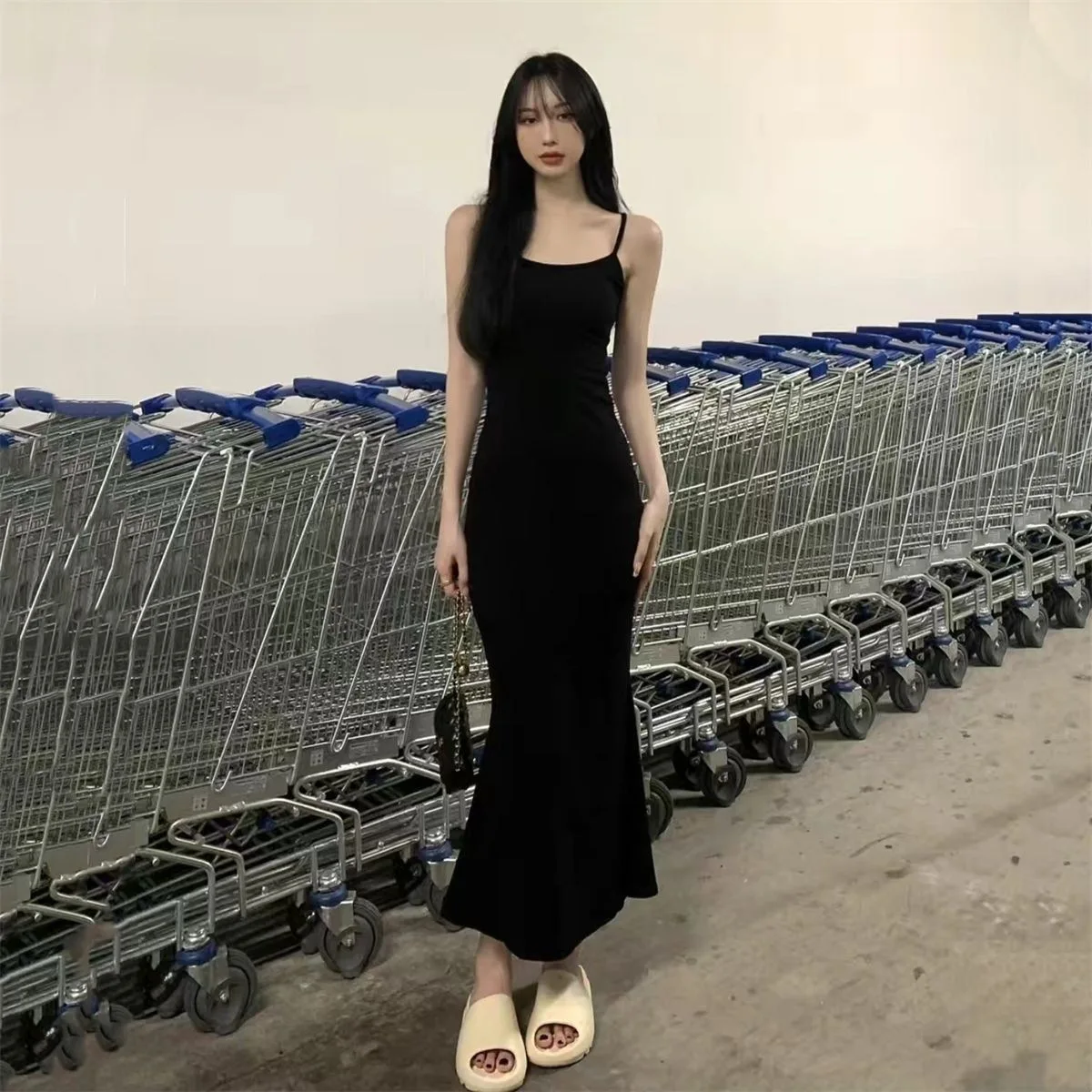 2025 neue Streetwear Sommer Süße Ärmellose Taille- ausgestattet Open-back Tank Kleid frauen Sommer Elegante Meerjungfrau, Figurbetonte kleider