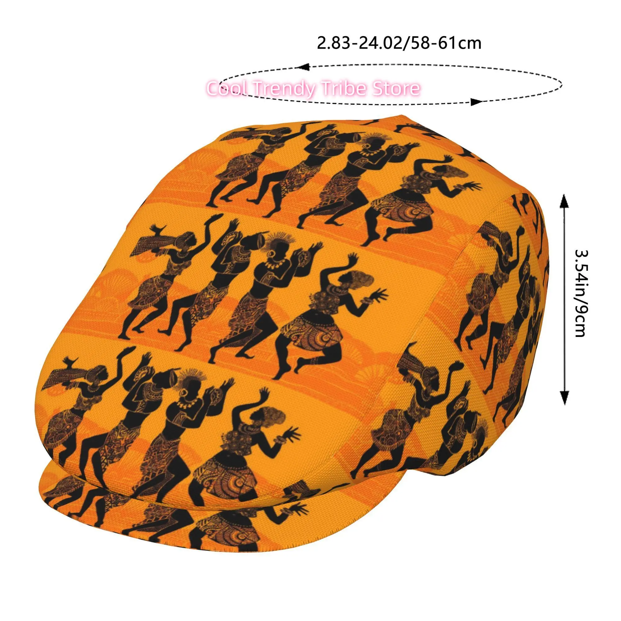 1pc Featuring a Dynamic Outline of an African Dancer, This Full-Face Printed Beret Is a Stylish Newsboy Cap Suitable for Both Ge