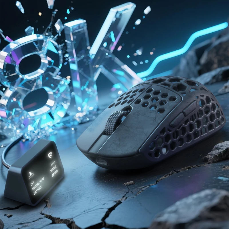 Darmoshark M5 Air Koolstofvezel Muis 31g 3 Modus 2,4 GHz 8K Verbinding PAW 3950 30000 dpi 750IPS Met CNC Scrollwiel voor Game PC