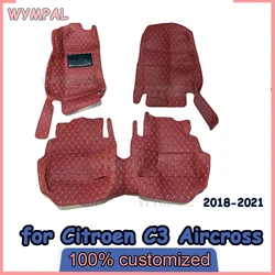 Car Floor Mats For Citroen C3 Aircross 2018 2019 2020 2021 Carpet for car Carpets Interior Parts Leather Mat Car Accessories