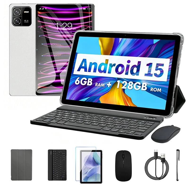 New 5G Pad 10.1 Inch Tablets Octa Core 6GB+128GB ROM HD Display Double SIM Dual Cameras Tablet Pc with Keyboard Mouse