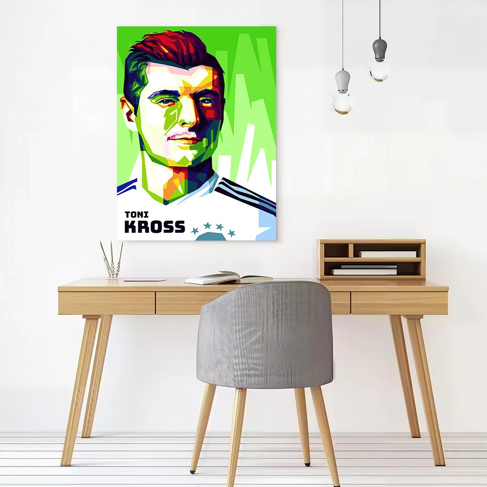 Toni Kroos Colorful Portrait Canvas Poster Customizable Pictures Wall Art Canvas Painting for Gaming Room Decoration Aesthetic
