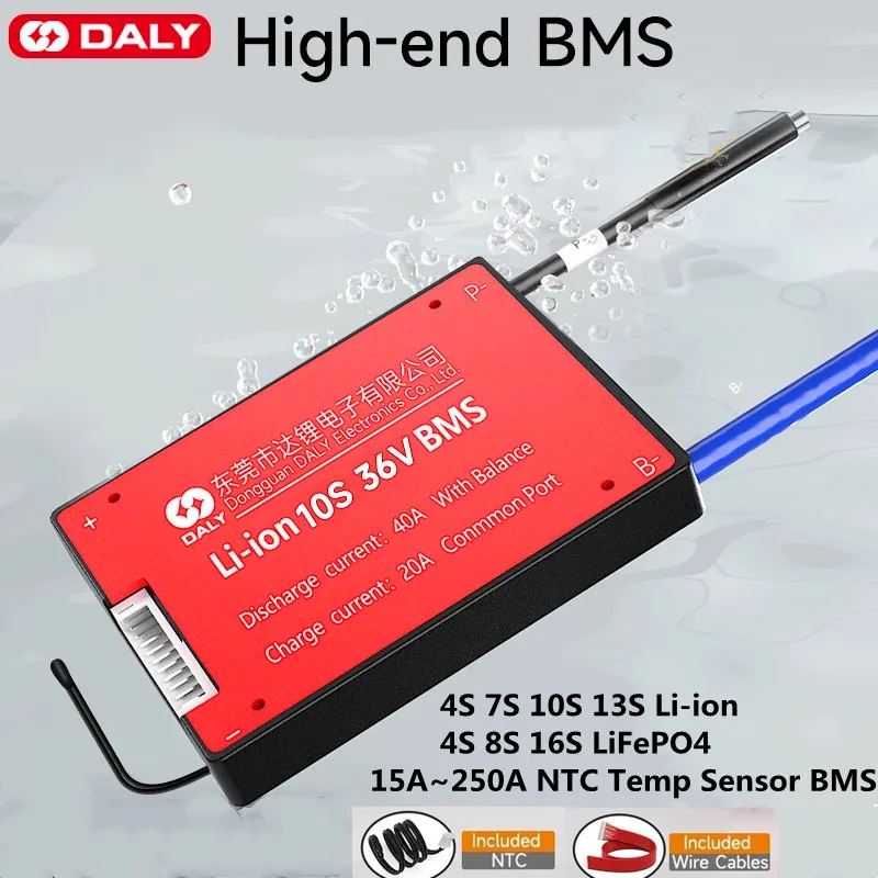 Daly 12V 24V 36V 48V LiFePO4 Li-ion BMS With NTC Temperature Sensors 15A 20A 30A 40A 60A 80A 100A 150A For 18650 Battery PCB PCM